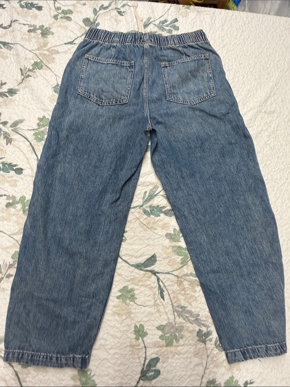 GAP super soft pull on Barrel Drawstring Denim Jeans - Blue szM - Picture 6 of 7